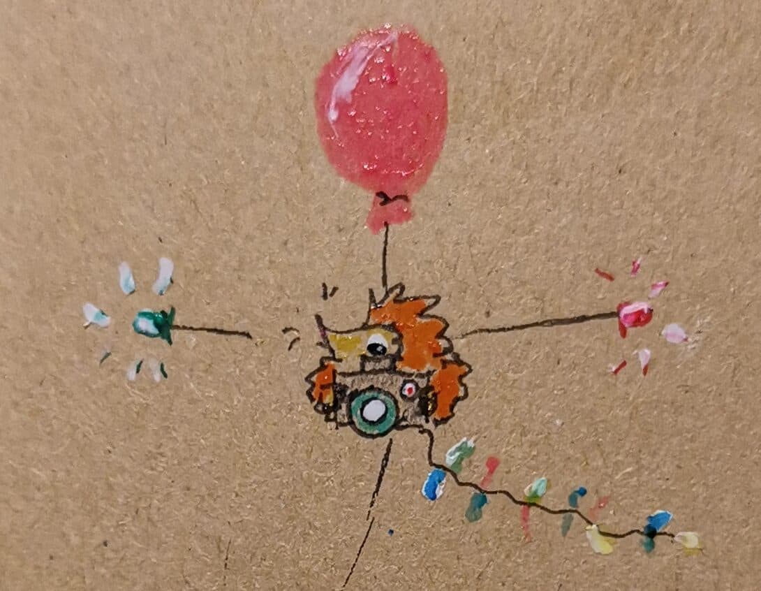 A silly hand-drawn illustration of the device with little hedgehog.